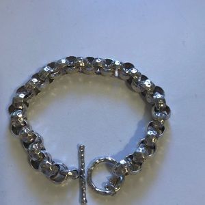 Silpada Sterling Hammered Rolo Links Bracelet